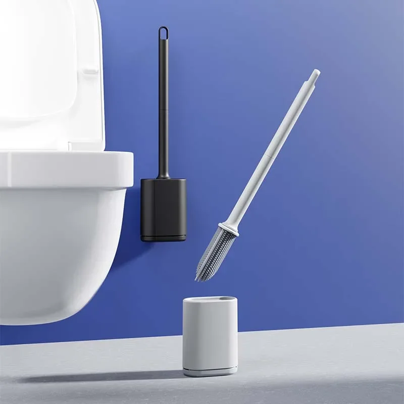 BRUSHZAZA Nowa aktualizacja Czarny plastik Kreatywne szczotki do czyszczenia łazienki do montażu na ścianie Szczotka do czyszczenia toalety z uchwytami — zdjęcie 2