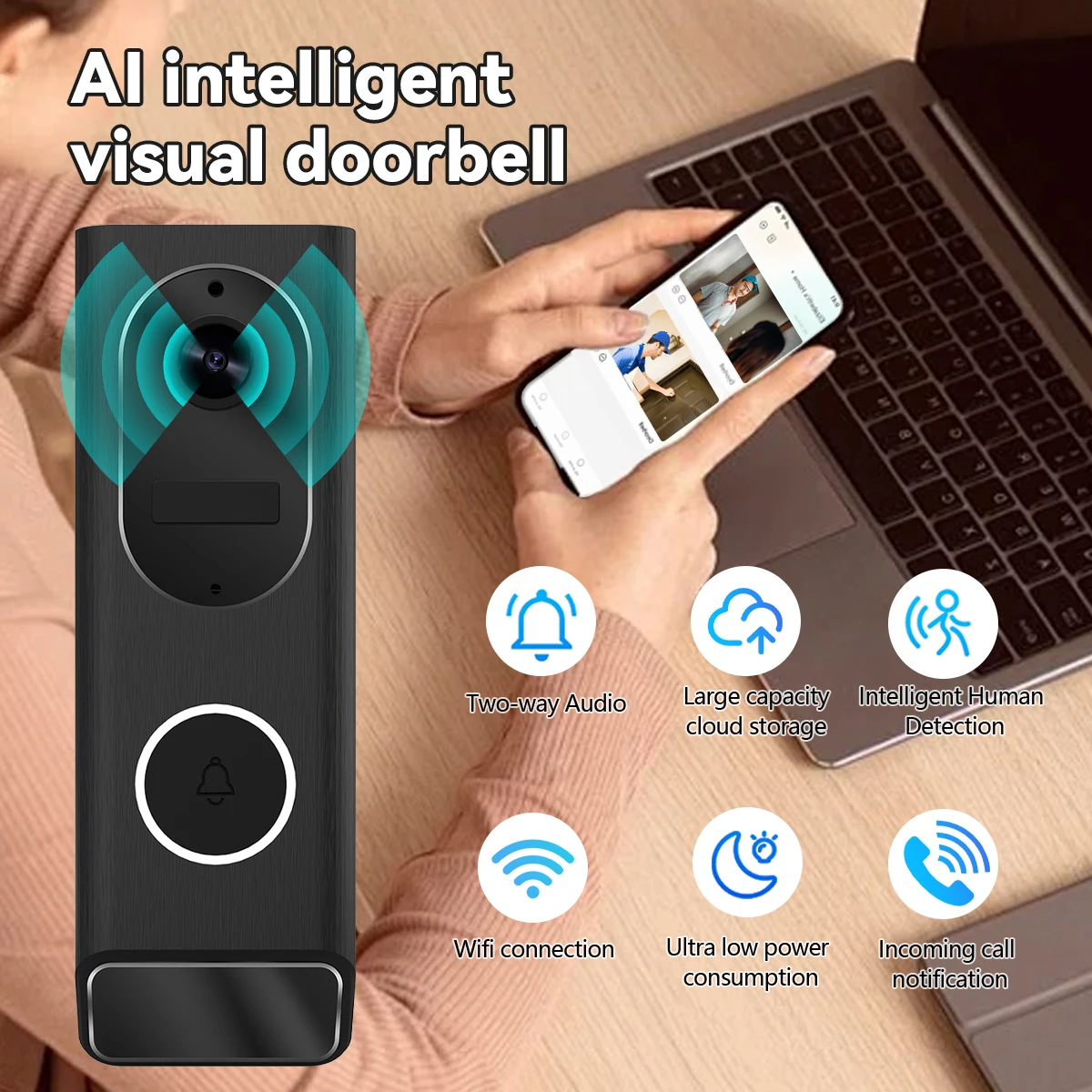 S7 1080P Wireless Video campanello telecamera WiFi Smart Door Bell IP66 Smart Home Security Motion Detect Night Vision Intercom Bell