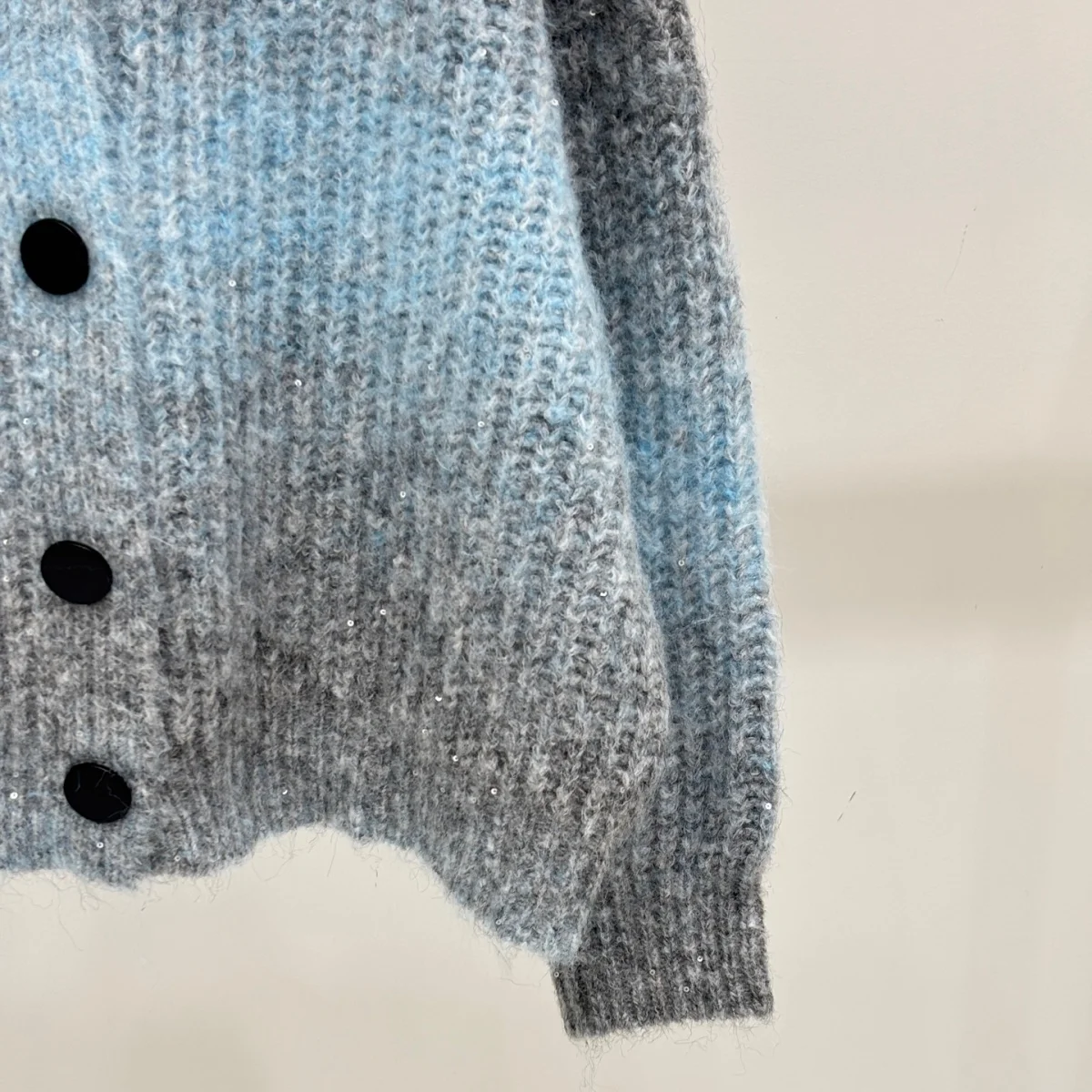2026 high-quality women's gradient blue grey mohair knitted cardigan--26916110