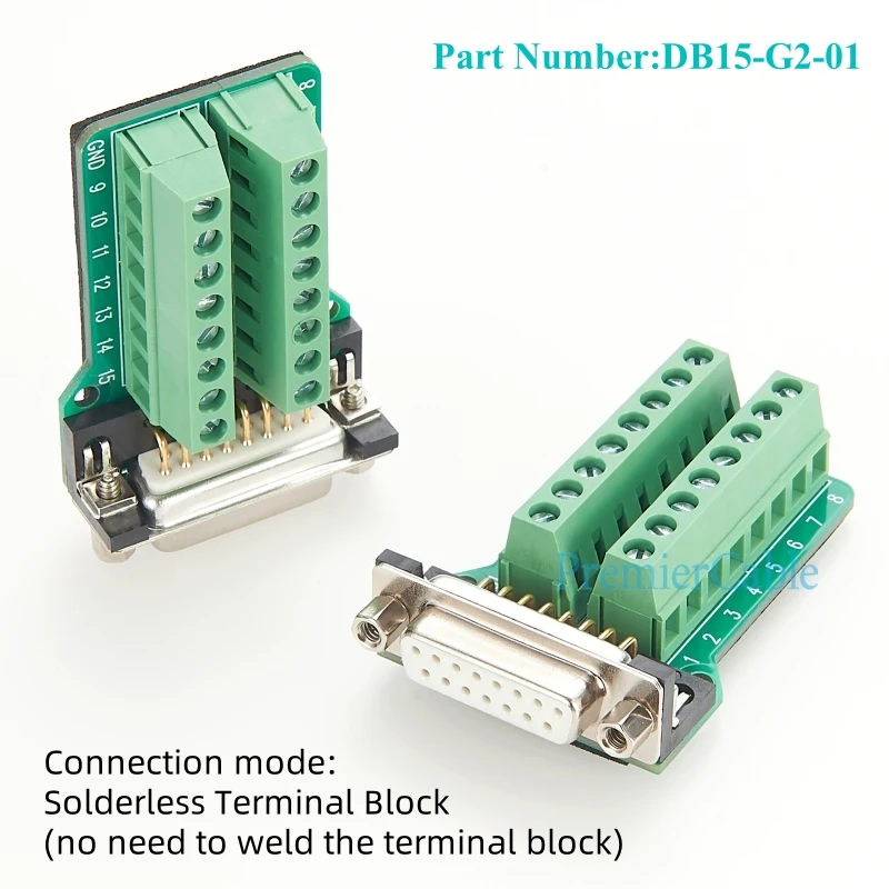 Imagem -02 - Adaptador do Bloco Terminal com Trilho do Ruído Conector da Placa de Fuga Porta Fêmea sem Solda D-sub Db15 Usinagem Linhas 15 Pin