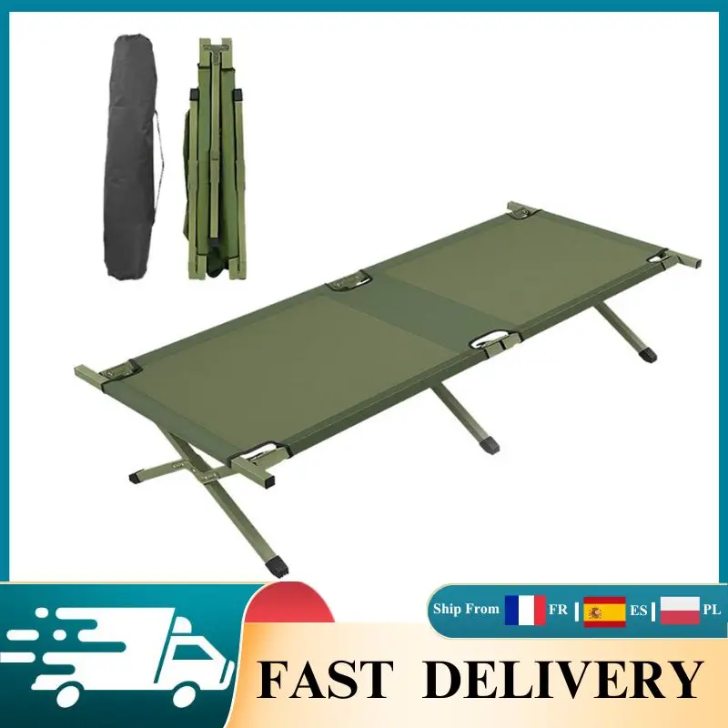 Lit de camping pliable avec cadre en acier, stable et portable, lit de couchage extérieur en tissu Oxford avec sac de transport pour la randonnée, la pêche, la sieste au bureau ou l'accueil d'invités