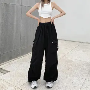 Frauen in der technischen Hose von Frauen, solide Hose mit niedriger Taille mit breitem Beinkabel, Swaatpants übergroße Y2K Streetwear, Korridore, 2024 10 Hauptumsatz mit niedriger Taillenhose - №2