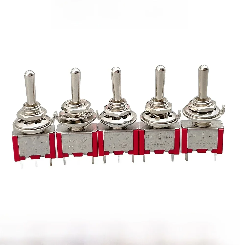 5 sztuk/10 sztuk czerwony chwilowy/blokada Mini MTS-123/MTS-103 3-Pin SPDT ON-OFF-ON 6A 125VAC miniaturowe przełączniki dwupozycyjne — zdjęcie 2