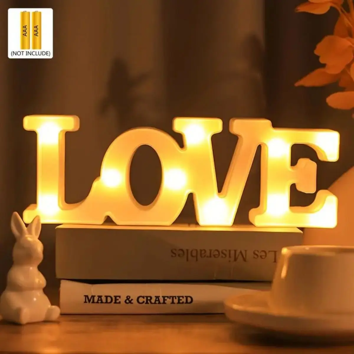 1pc LED Decorative Letter LOVE Wedding Birthday Decoration Light, Valentine\'s Day Festival Decoration Modeling Lamp