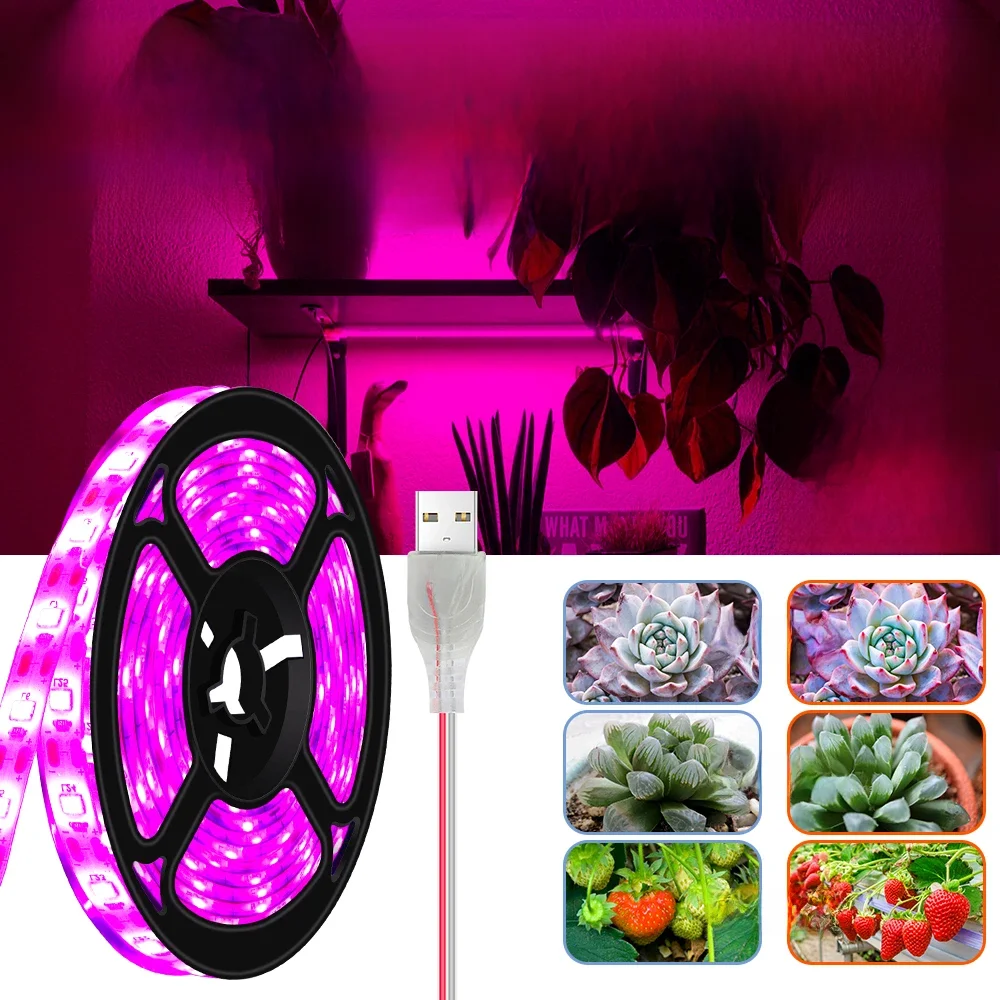 Usb phyto lâmpada led crescer luz de tira espectro completo planta crescimento luz estufa phytolamp