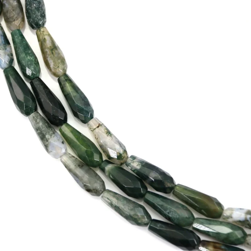 Moss agate Beads Strand Faceted Drop 6x16mm Natural Semiprecious Stone For Jewelry Making  DIY Bracelet Earrings