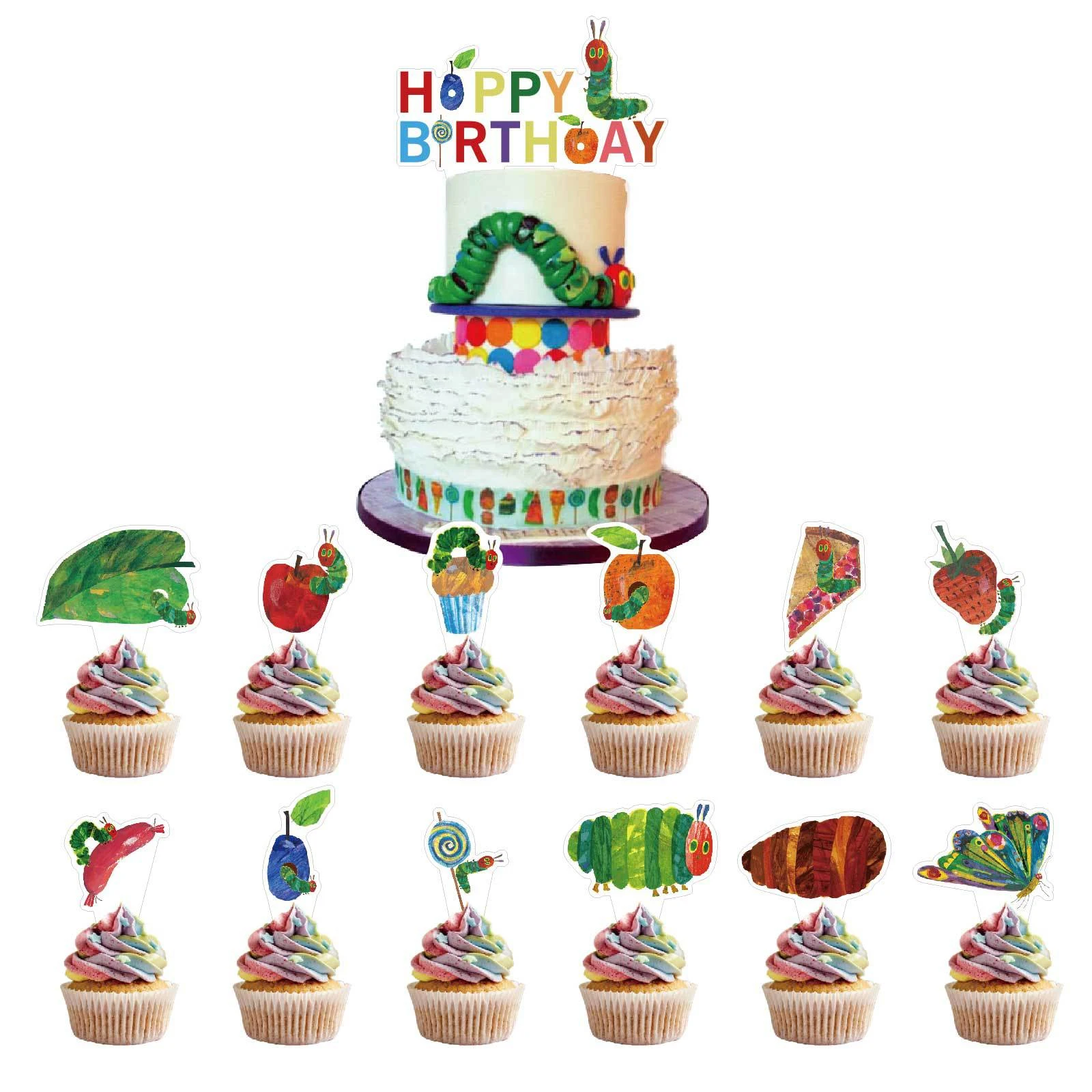 Caterpillar Theme Kids Birthday Party Decoration Backdrop Tableware Insect Balloon Banner  Paper Napkins Cups Plates Baby Shower