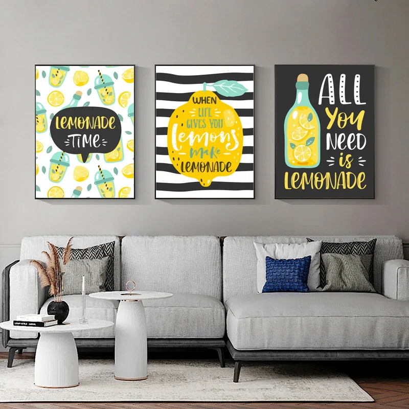 When Life Gives You Lemons Fruit Card Canvas Painting Wall Art Pictures Posters and Prints Home Decor for Living Room No Frame