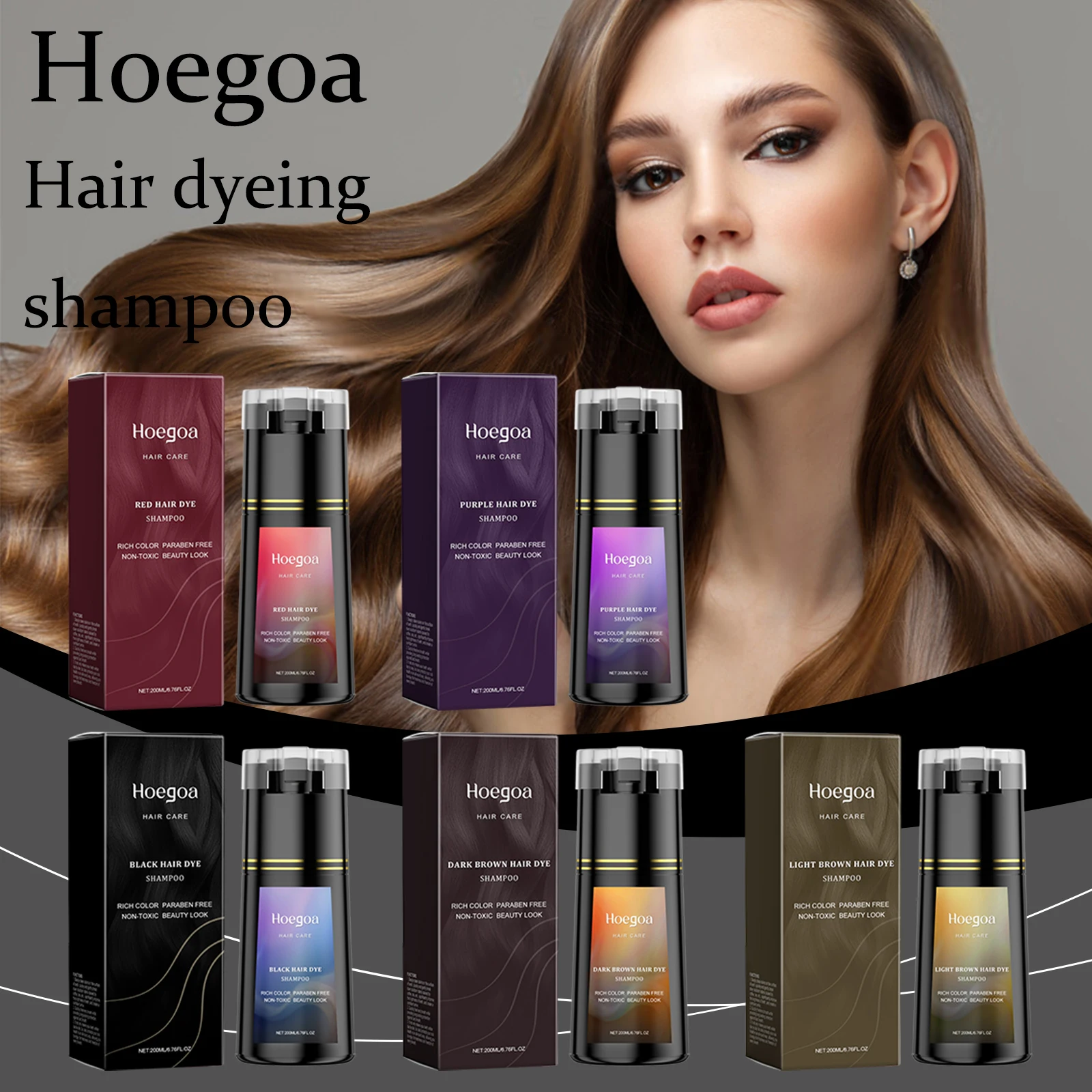 

Hoegoa Fashion Color Dyeing Hair Shampoo Lasting Charm Gentle Non-irritating Easy Coloring Nourishing Scalp Hair Dyeing Shampoo
