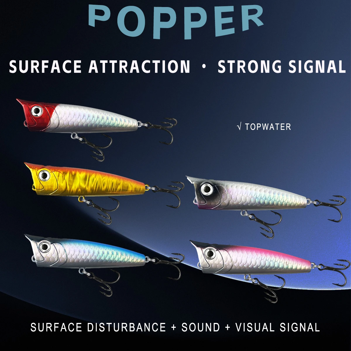トップウォーターポッパーフィッシングルアー 7.5-10cm - Fishing Hook Treble のレビューと価格