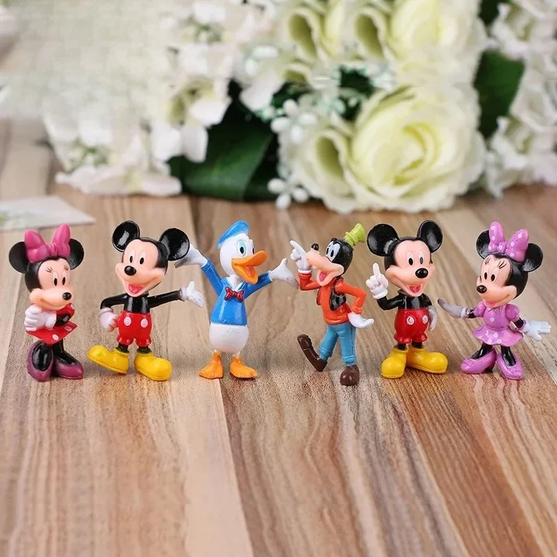 6 stks/set Disney Mickey Mouse Actiefiguren Minnie Donald Duck PVC Cake Ornamenten Collectie Decoratie Kinderen Speelgoed Geschenken - afbeelding 2
