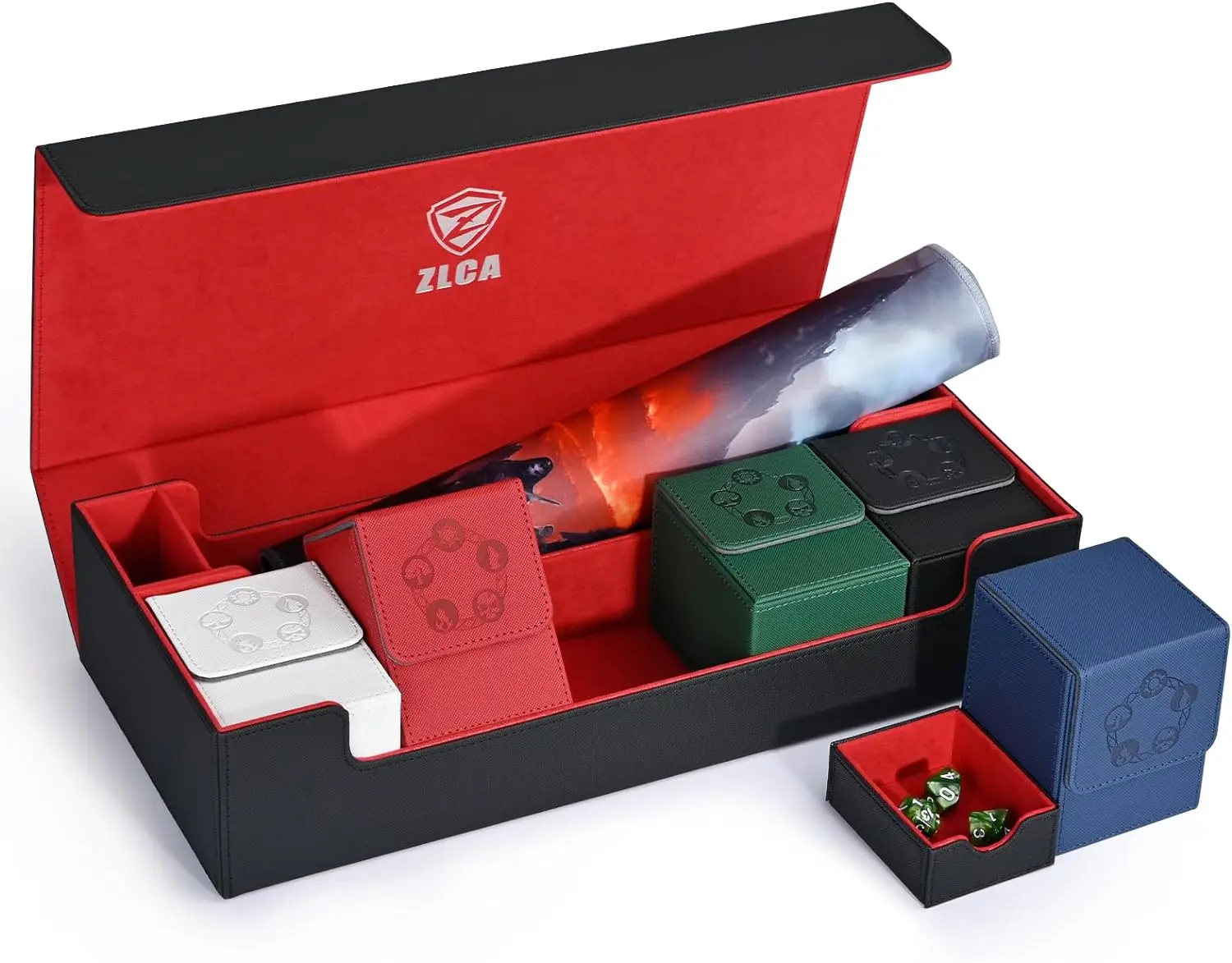 Collector's Edition TCG-Kartendeckbox mit großem Fassungsvermögen, 6-in-1, mit Spielmatte und 5-teiliger Deckbox für mehr als 2100 Karten, passend für Cont