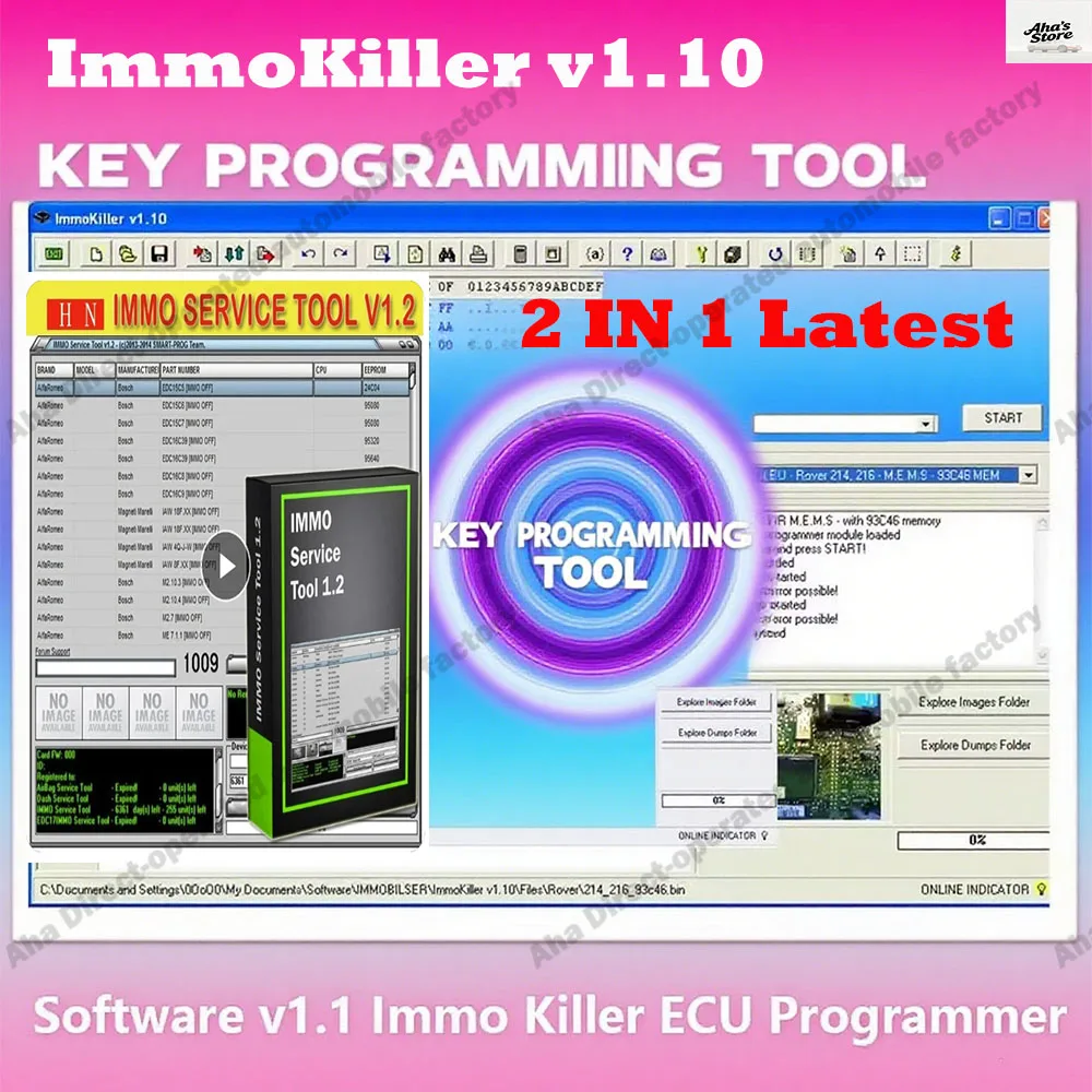 

ImmoKiller V1.10 obd2 scanner Software+ Immo SERVICE Tool V1.2 CAR PIN CODE IMMO OFF EDC15 EDC16 EDC ECU Virgin Eeprom IMMO KEY