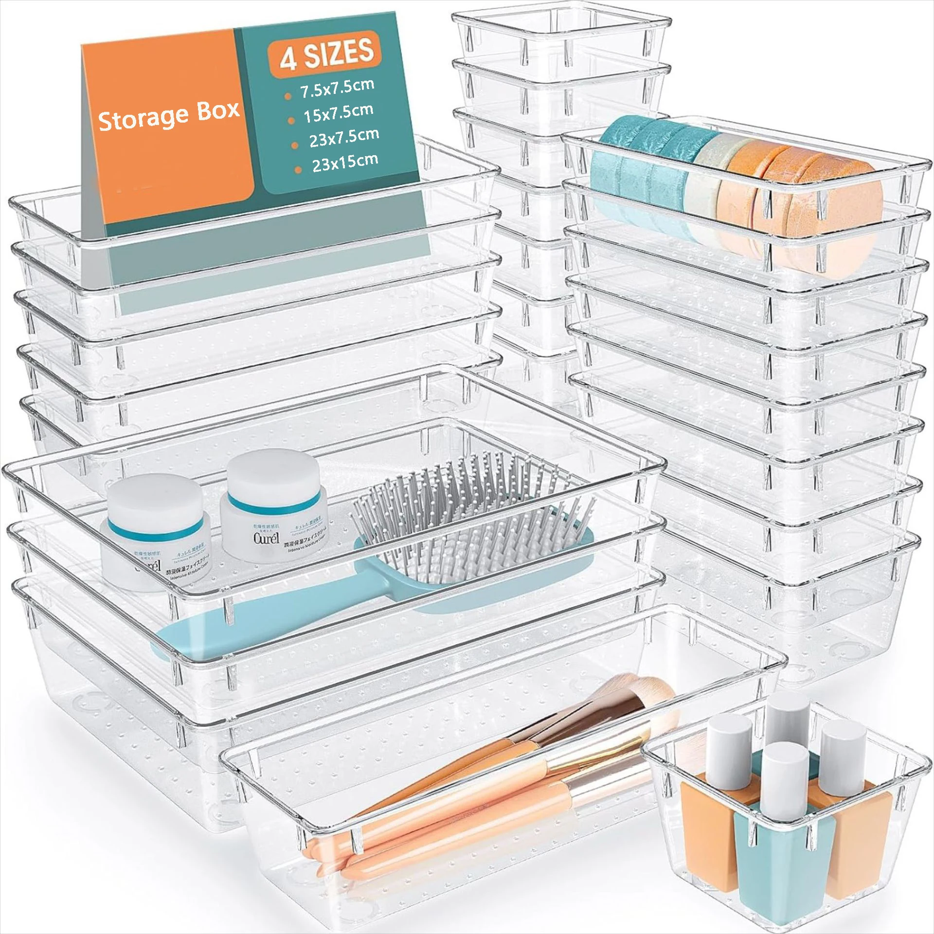 Transparent Box Storage Organizer Desk Plastic Storage Box Container Drawer Organizer Table Jewelry Box Makeup Organizer Boxes