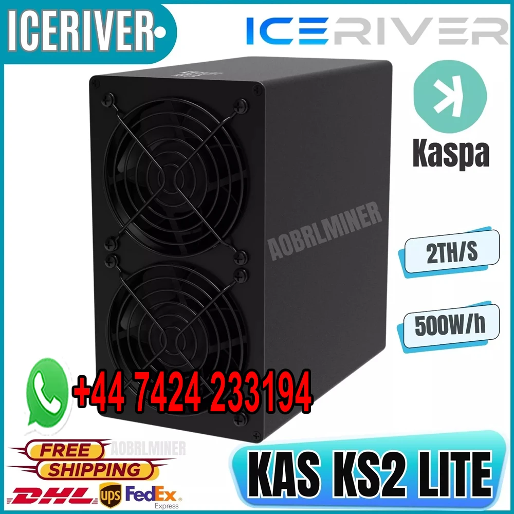 Новый DC ICERIVER KAS KS2 LITE 2TH 500 Вт, KAS Miner Kaspa Mining Crypto Asic Miner Machine включает блок питания