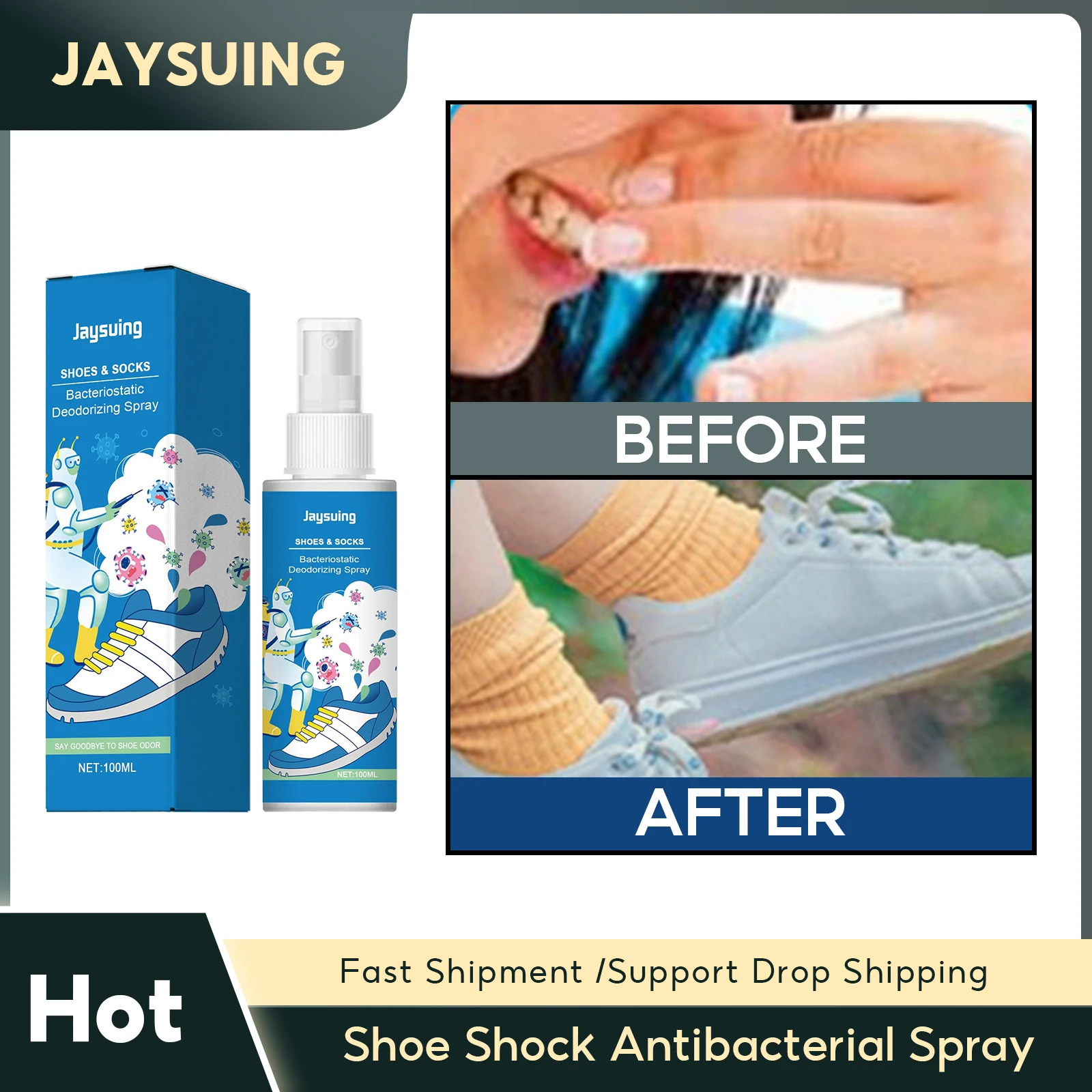 

Shoe Shock Antibacterial Spray Foot Odor Removal Shoes Stink Freshener Footwear Socks Deodorant Foot Artifact Anti Sweat Liquid