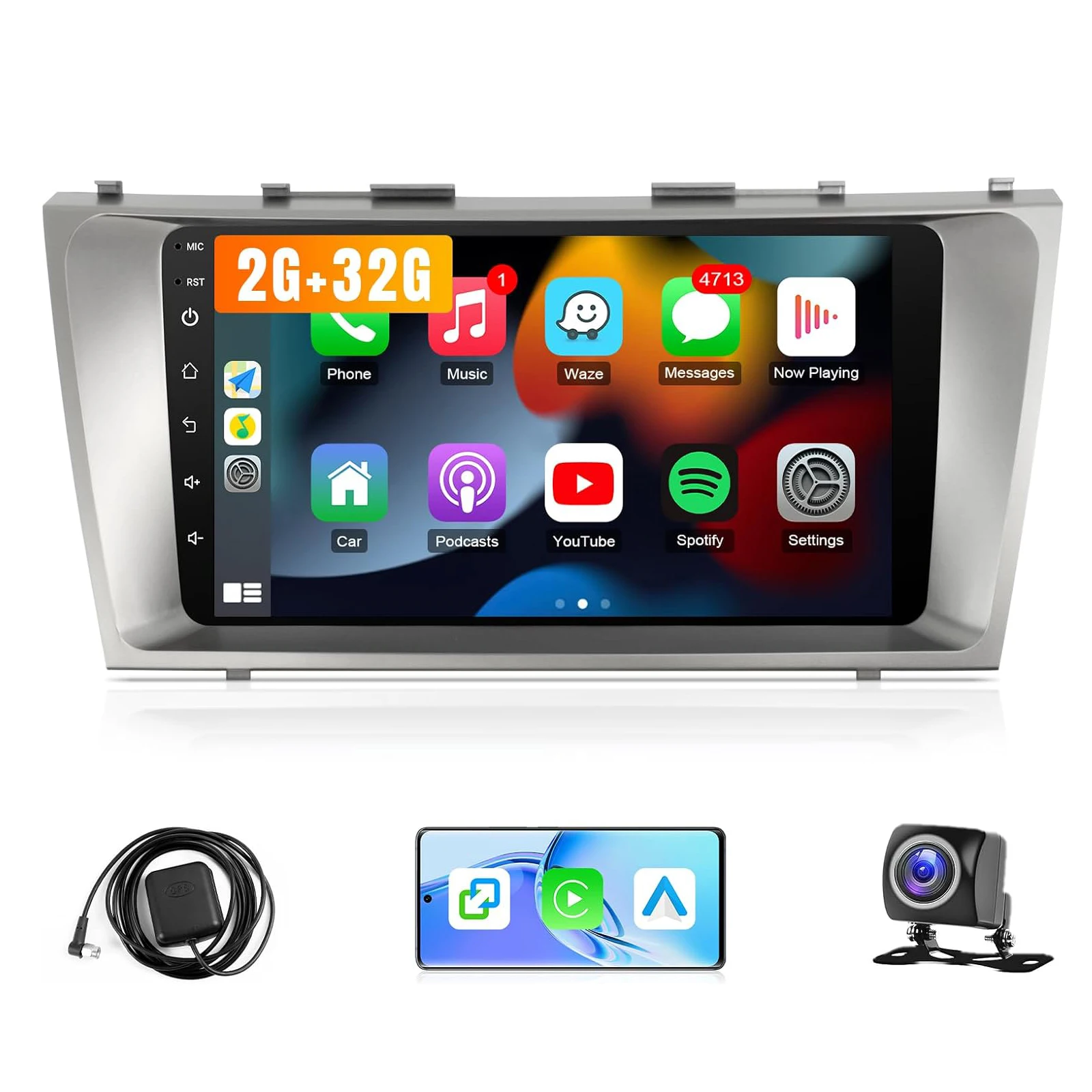 شاشة 9 بوصة لسيارة تويوتا كامري 2006-2011 ستيريو سيارة مع بلوتوث FM SWC GPS (بدون J.B.L وشاشة كبيرة) #1