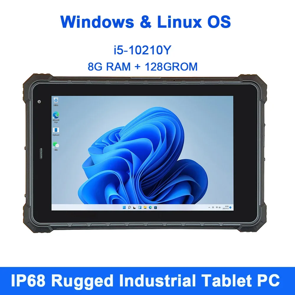 

i5-10210Y 8 inch Windows 11 Pro Industrial Tablet Intel 8G+128G IP68 4G NFC 2D Barcode Scanner Linux OS Rugged Tablet PC