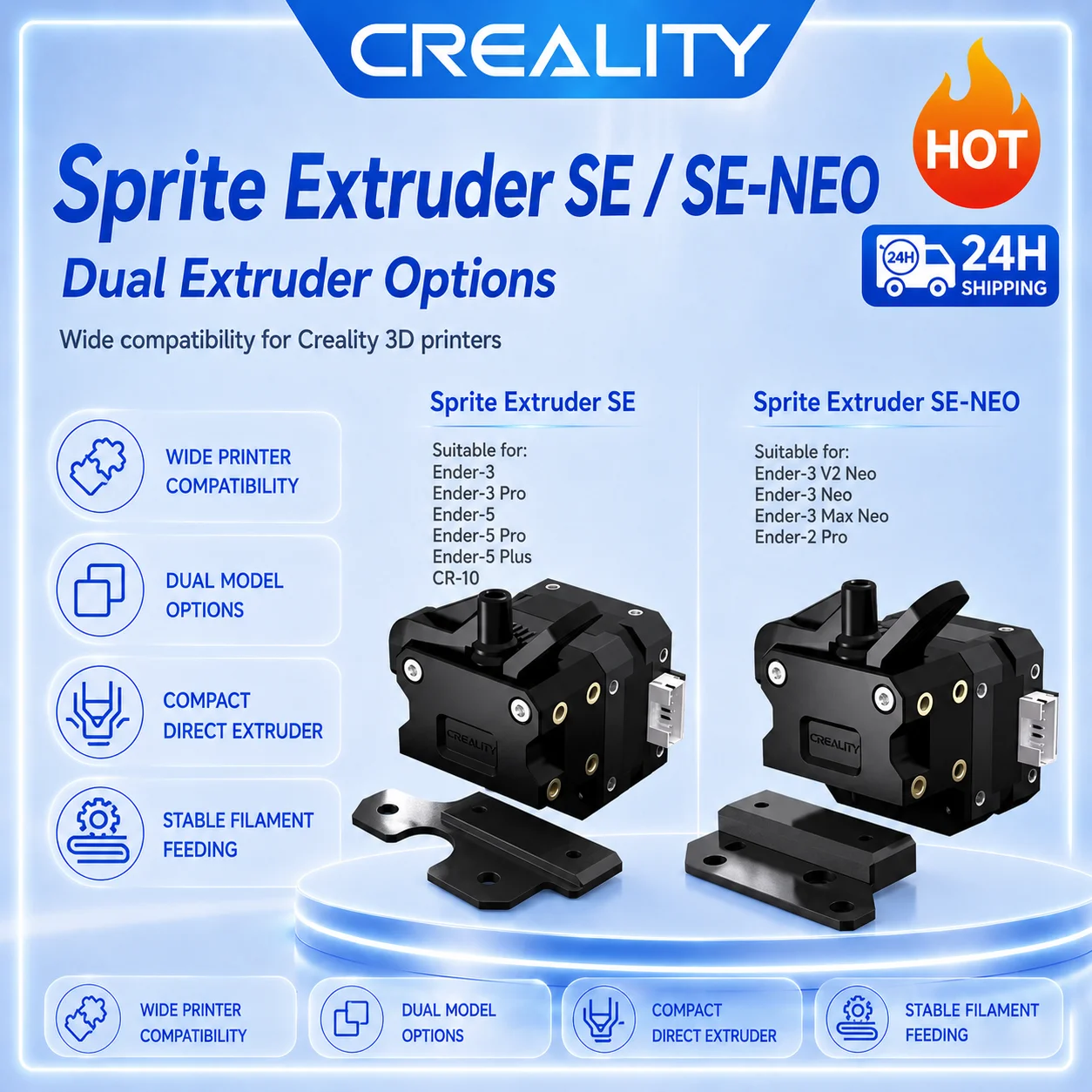 

Creality Official Sprite Extruder SE/SE-NEO 3.5:1 Dual Gear Upgrade for Ender 3 Neo/Ender 3 V2 Neo/Ender 3 Max Neo/Ender 2 Pro