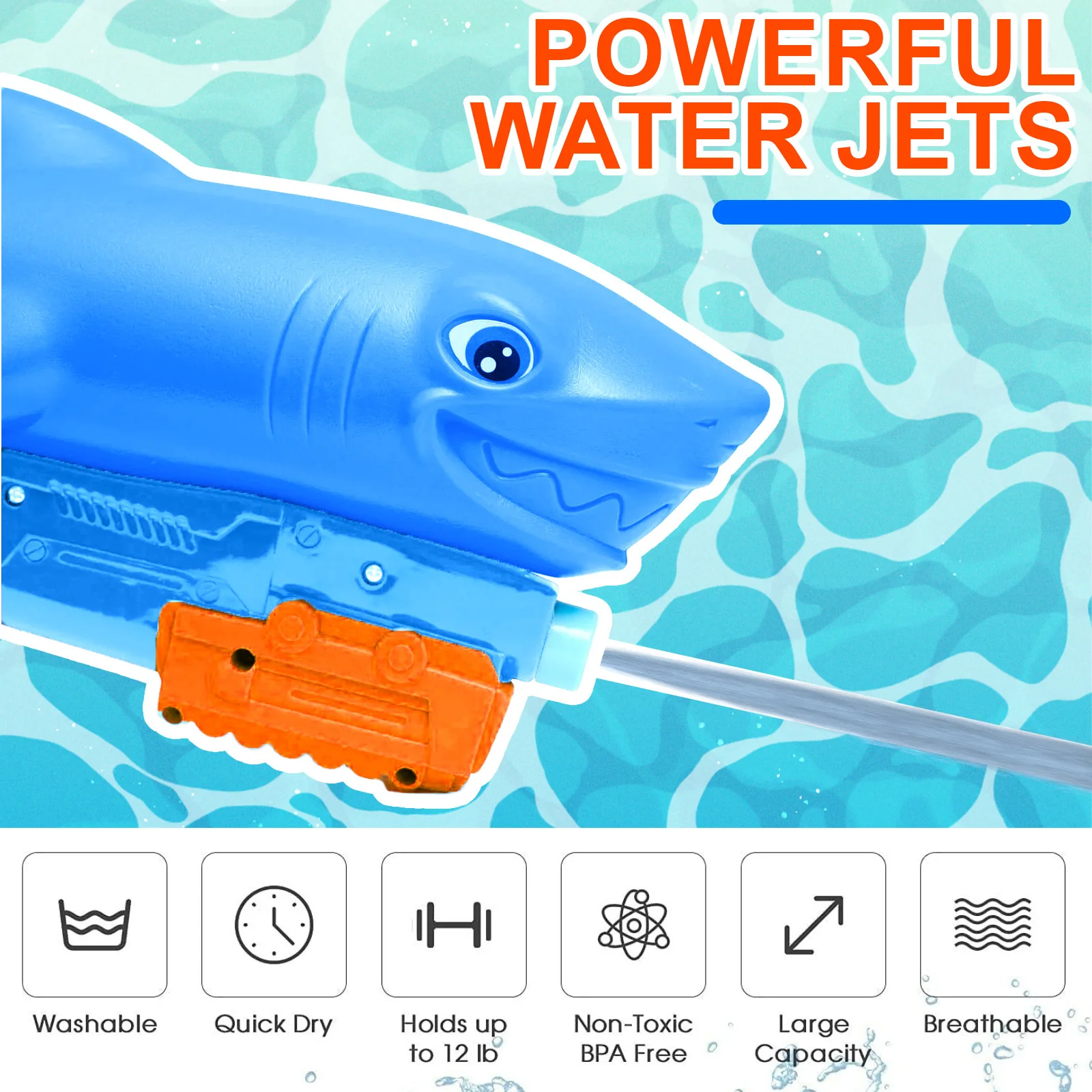 1PC Shark Water Play Gun Realistic Shape Smooth Water Spray Essential for Summer Pool, Beach Play A Cool Play Item