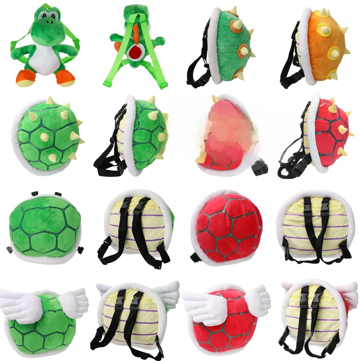 9 Stile Super Mario Plüsch Rucksack Koopa Troopa Bowser Lemmy Yoshi Schildkröte Muschel gefüllt