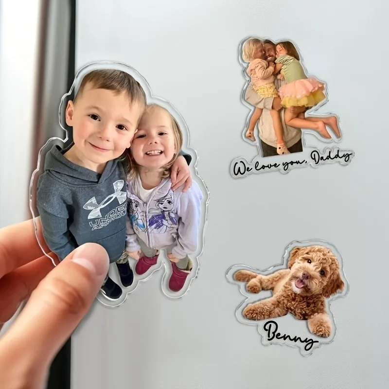 Custom Acrylic Photo Magnets, Personalized Family And Pet Fridge Magnets, Shaped Photo Magnets, Couple Gifts, Keepsakes