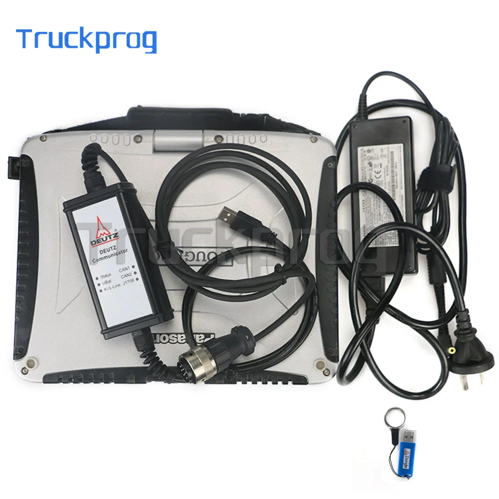 for Deutz DeCOM Diagnostic Interface with SerDia Software Multilanguage Diesel Engine Diagnostic tool key dongle CF19 Laptop