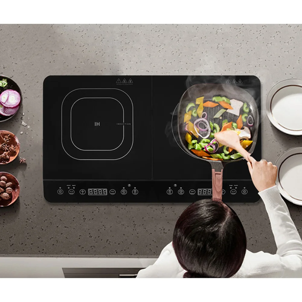 مجموعة كهربائية هجينة عالية الجودة تعمل بالحث مع قفل أمان ، مؤقت بفتحتين ، طلاء سيراميك ، سهلة التنظيف ، جميع الحاويات ،