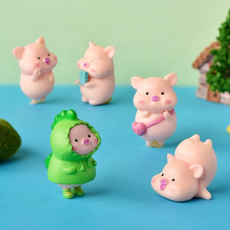 Kawaii cochon résine bricolage décoration de la maison Figurines maison de poupée Miniatures animaux poupées décorer chambre de fille paysage bureau décoration