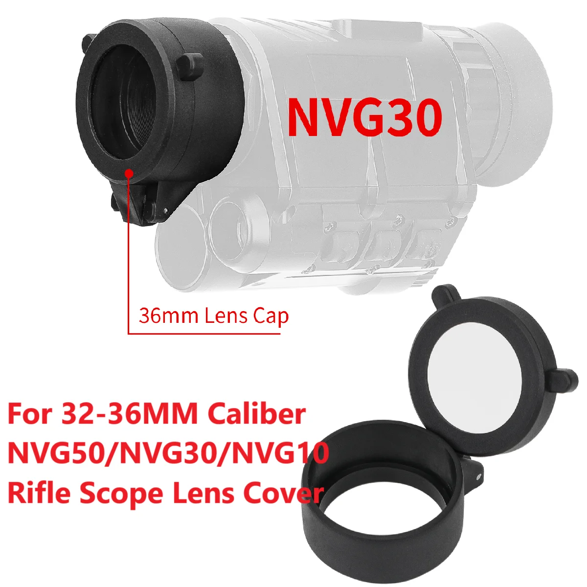 NVG30 Quick Flip Scope Protector Dustproof Rubber Flip-Open Riflescope Lens Covers Eyepiece Objective Guards For Hunting Scopes