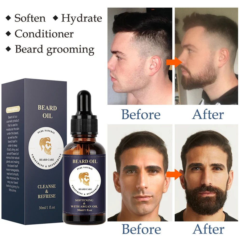 Men Beard Growth Oil Beard Growth Essence Men Natural Beard Growth Enhancer Hair Growth Nourishing Beard Care Products 30ml