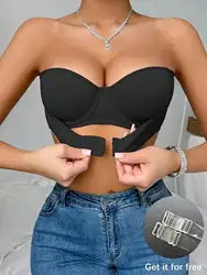 Women's Front and Back Closed Steel Ring Gathered Half Cup Lingerie Strapless Soft Breathable Non-Slip Women's Lingerie