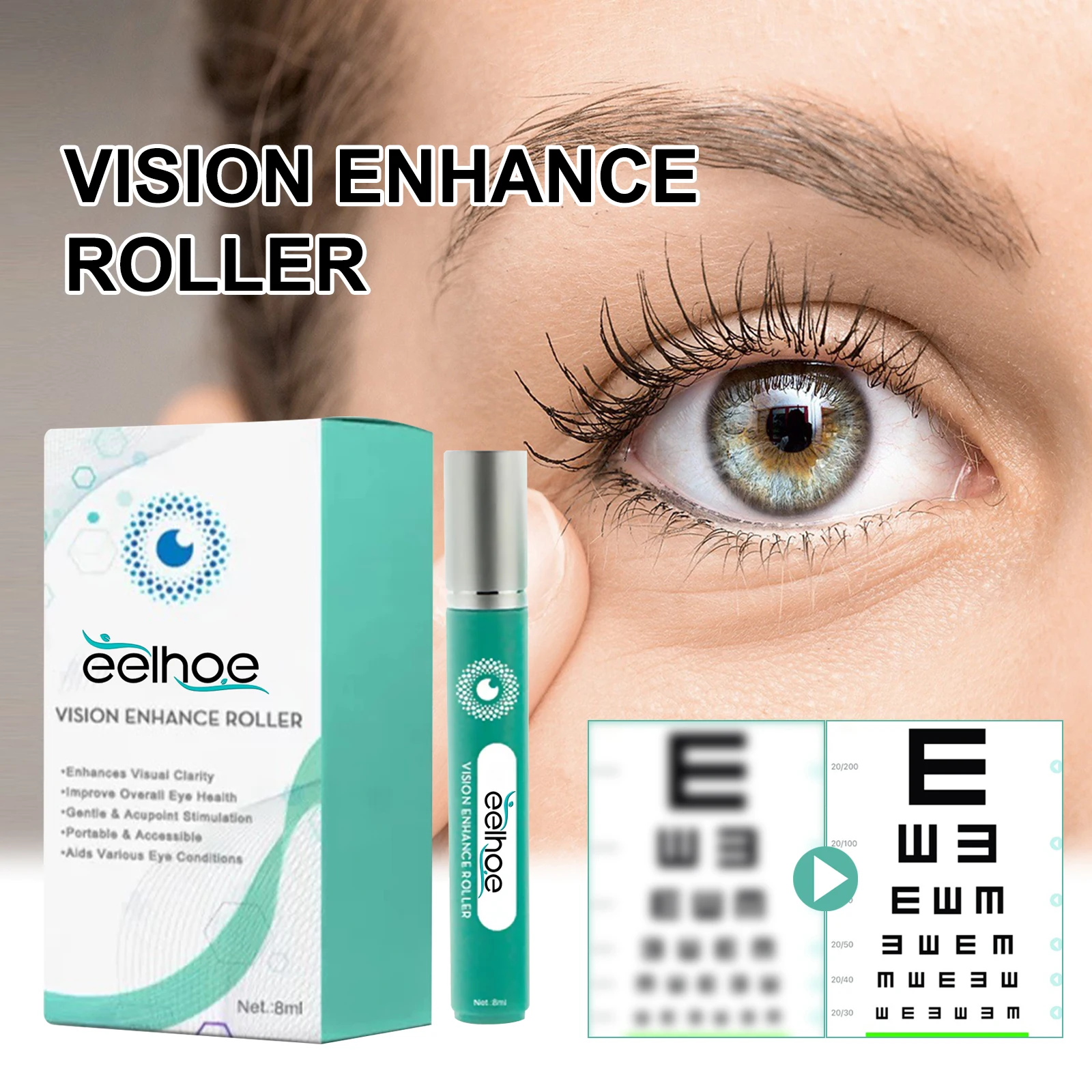 

8ml Eelhoe Vision Enhancement Roller Relieve Discomfort Fatigue Dry Eye Astigmatism Eliminate Dark Circles Eye Bags Health Care