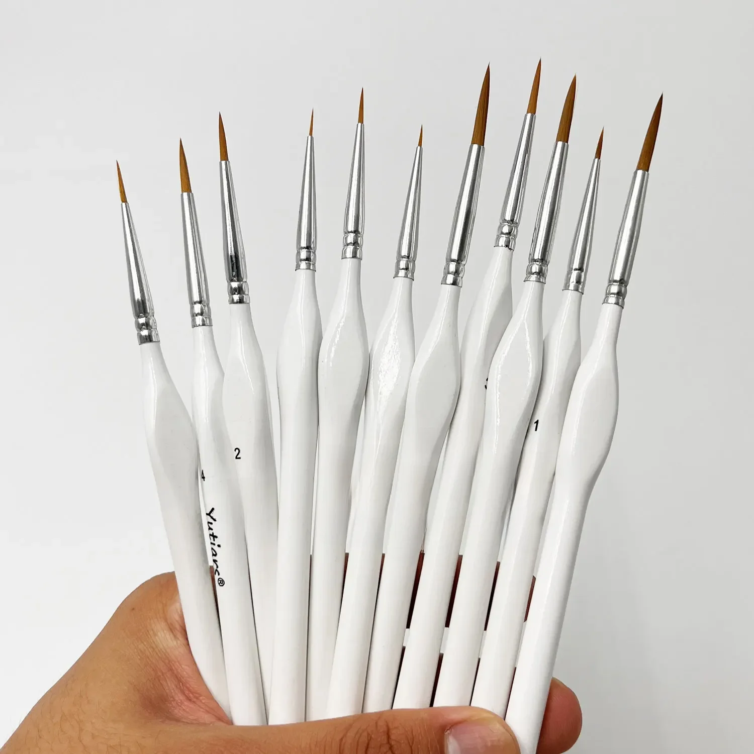Zestaw pędzli do malowania szczegółów Yutiars, 11-częściowe miniaturowe pędzle do drobnych szczegółów i malarstwa artystycznego - akryl, olej, akwarele i farby — zdjęcie 2