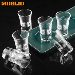 MUGLIO 6pcs Glass 30ml Drinking Cups with Thick Bottom Clear Glass Strong Baijiu Wine Cup Small Cups