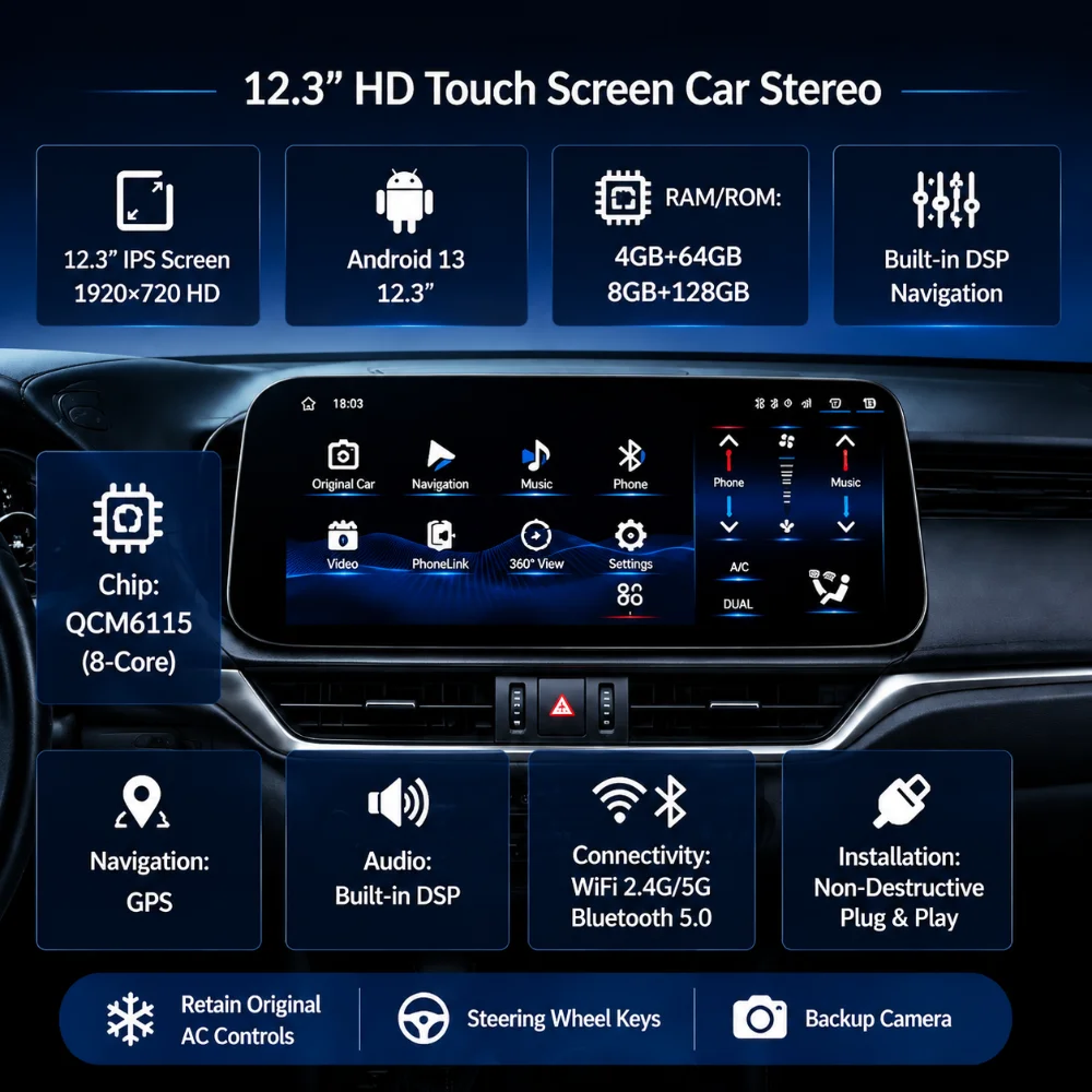 For Lexus ES 2013-2017 With Remote Touch Joystick 12.3 Inch Android Car Navigation , Plug and Play, Auto Smart Multimedia Player