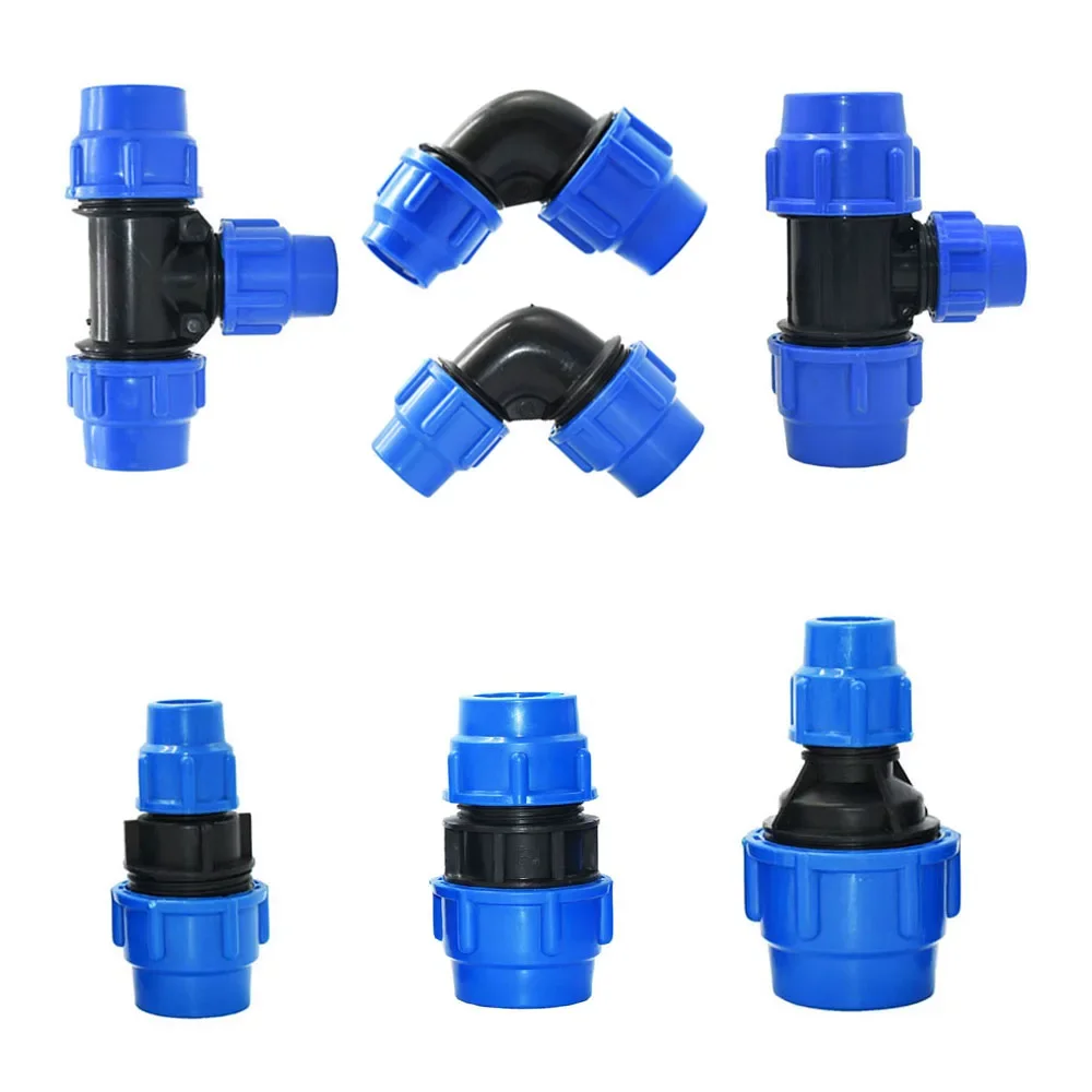 Connecteur réducteur de tuyaux PE 20/25/32/40/50/63mm, couplage transitionnel, coude en T, connecteur rapide, séparateur d'eau, raccords de tuyaux agricoles