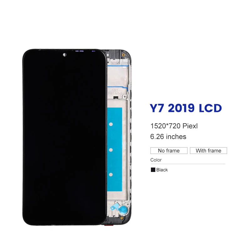 Huawei y7 2019, DUB-LX3, DUB-L23用のフレーム付きLCDタッチスクリーン