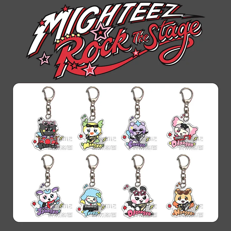 Idol Boy ATEEZ New Style ROCK THE STAGE Cartoon Acrylic Keychain Bag Ornament Mingi Yunho Seonghwa Jongho San Yeosang Fans Gifts