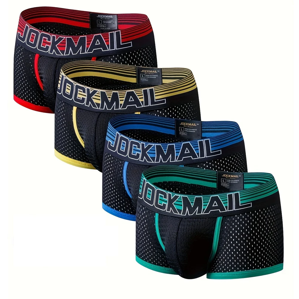 

Мужское нижнее белье Jockmail: Новые летние нейлоновые сетчатые боксеры, сексуальное белье для взрослых (18+)