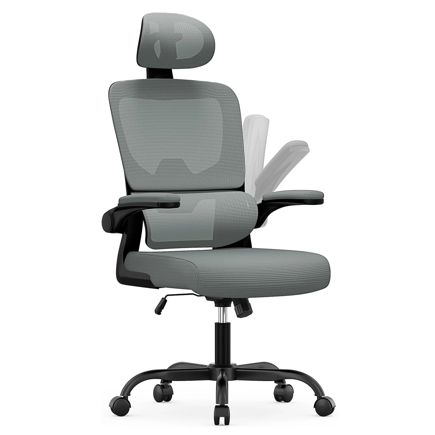 Ergonomic Office Chair with Lumbar Support, Home Office Desk Computer Chairs Adjustable Headrest and Flip-up Armrests image 3