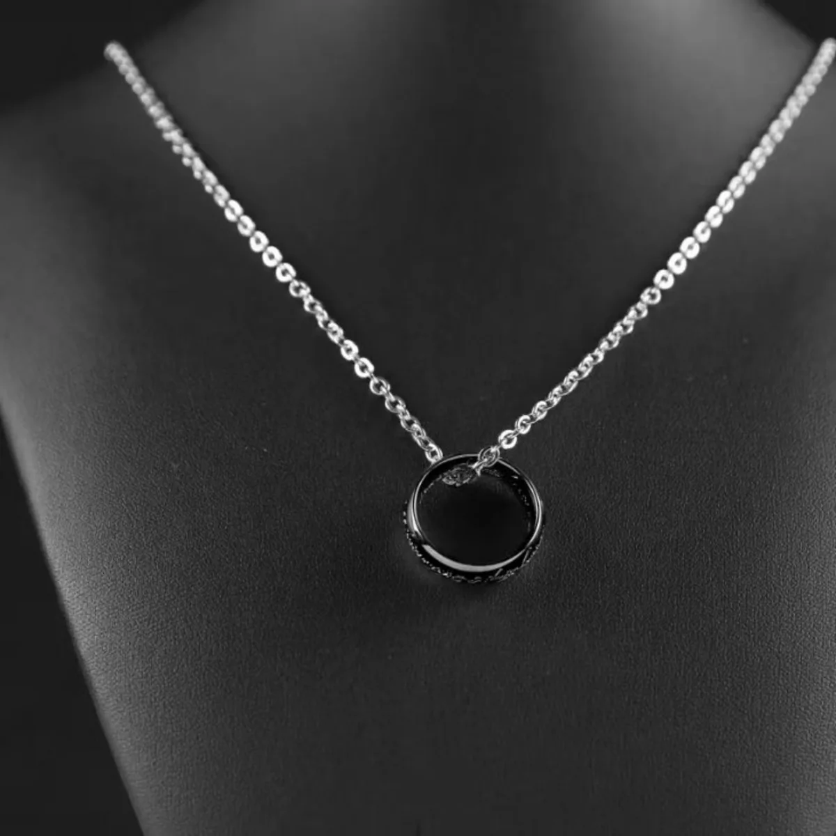Engraved Gold Plated Stainless Steel The Ring Pendant Necklace One pc Ring Necklace for Men Women Girls Teens