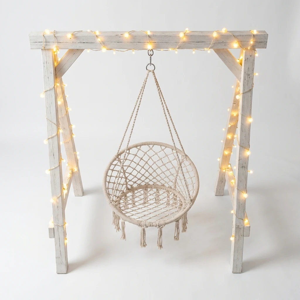 

Trendy Outdoor Hanging Chair Thickened Cotton Rope Swing for Balcony Patio Garden Easy Installation Single Relaxation Seat