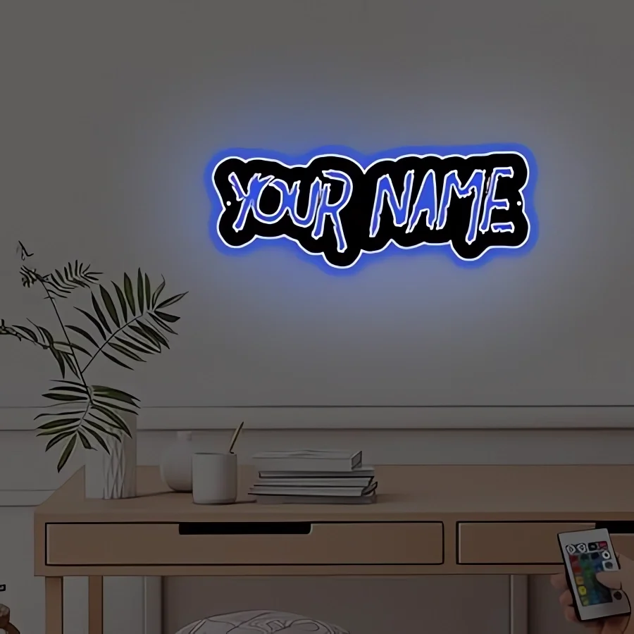 Personalized Custom Name Neon Sign Custom Text Number LED Game Tag ID LED Sign for Wall Decor 16 Color Change Remote Control