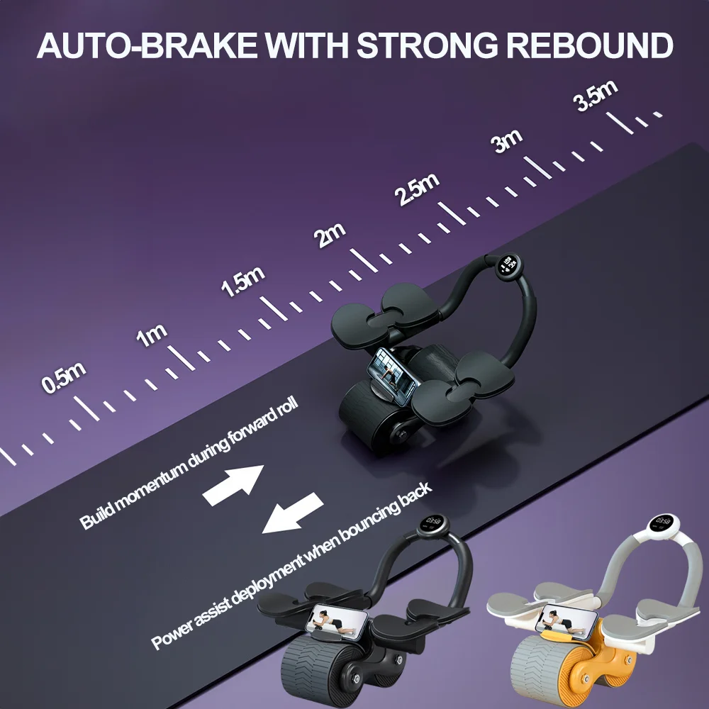 AB عجلة دوارة انتعاش تلقائي لتدريب عضلات البطن واللياقة البدنية ودعم الكوع عجلة دوارة ABS معدات التمرين الأساسية #4