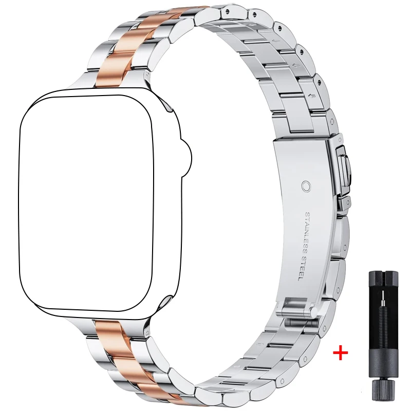 Thin strap for Apple Watch 46mm 42mm 45mm 41mm 44mm 40mm 38mm 49mm Stainless steel metal band Iwatch series 10 9 8 7 6 SE Ultra