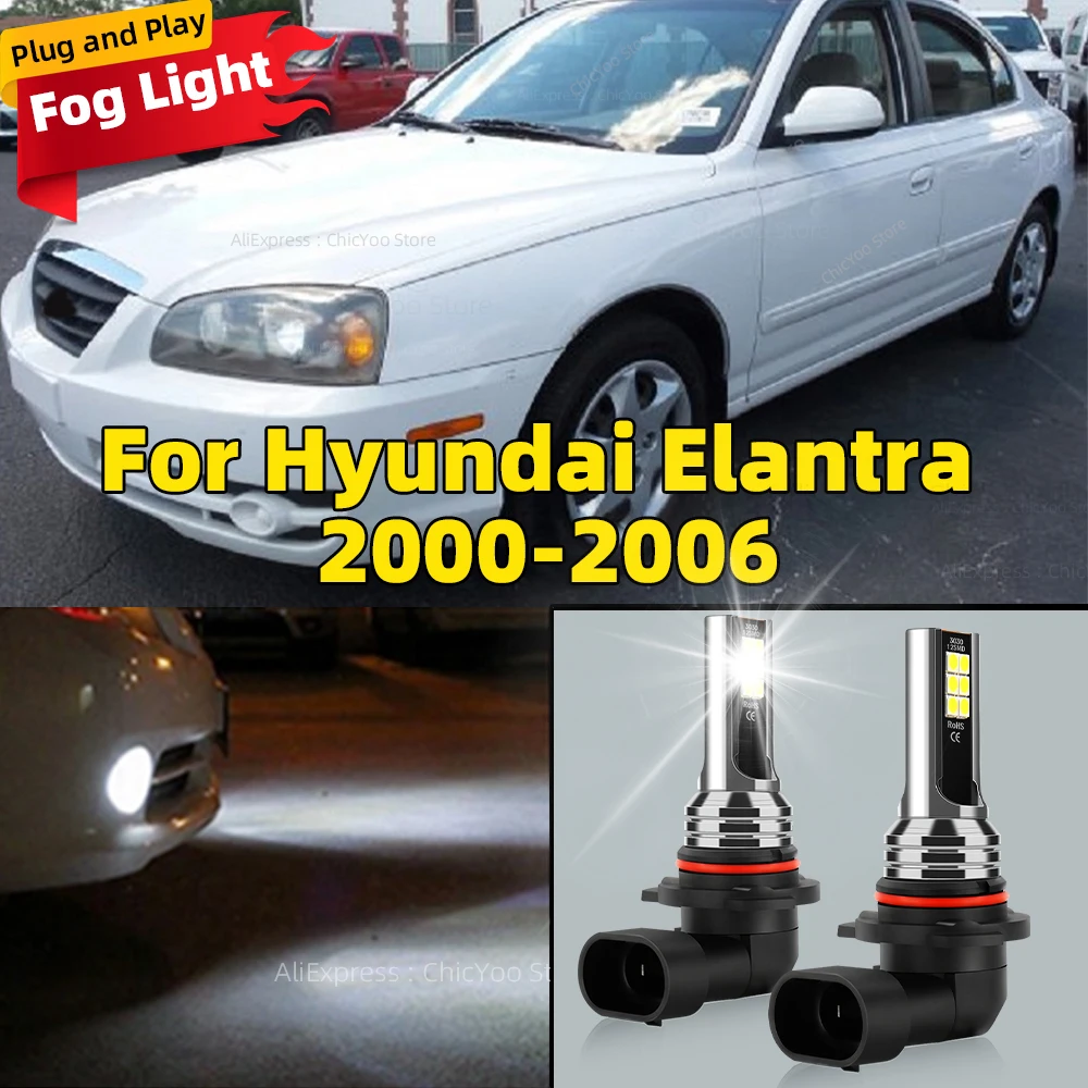 LED Front Fog Light Car Bulb Accessories 6000K Lamp For Hyundai Elantra 2000 2001 2002 2003 2004 2005 2006 Plug and Play