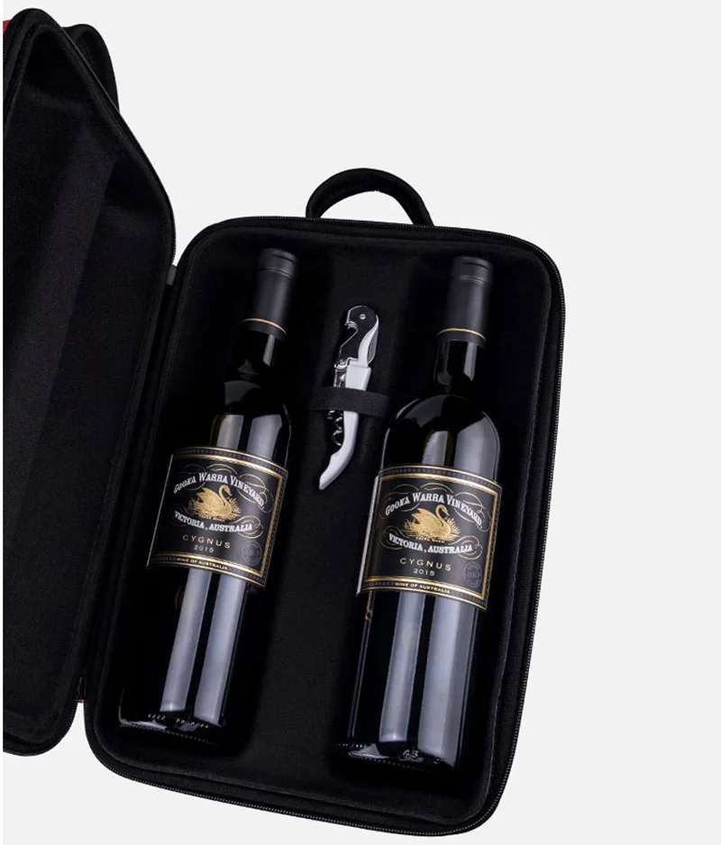 Travel Hard EVA Zipper Double Mixed Red Fine Wines Whisky Bottles Carrying Gift Case Storage Holder Packing Box Accessories Set