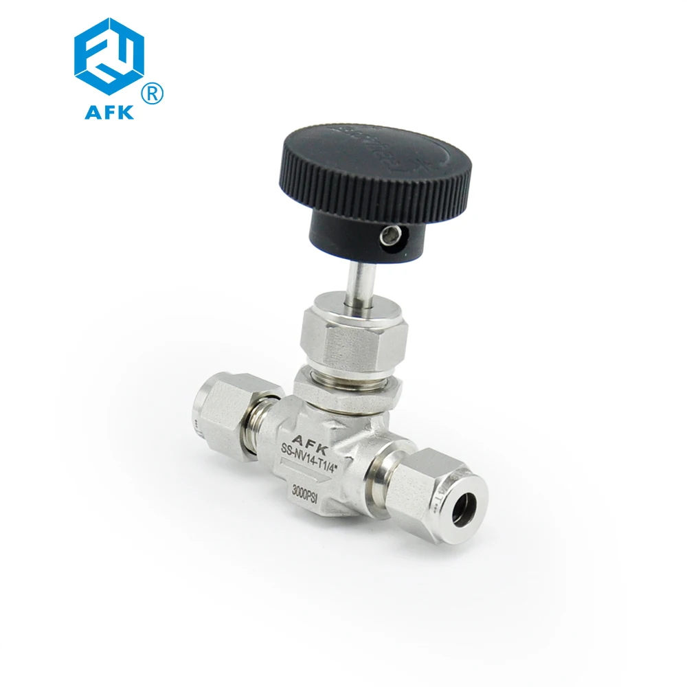 High Pressure Needle Valve 3000psi 8mm SS316 2-Way Compression Double Ferrule for Lab Applications 1/8 1/4 3/8 1/2 Sizes