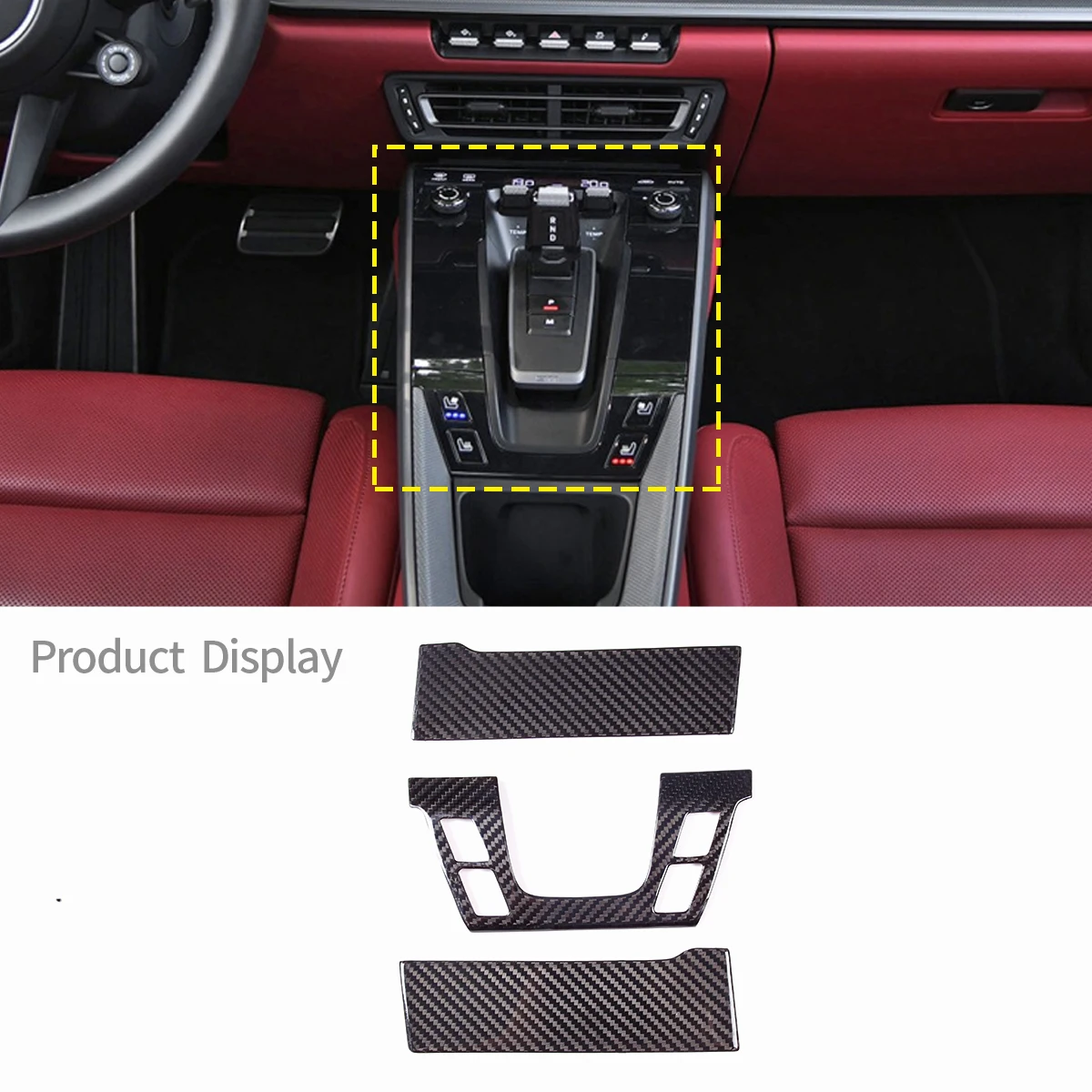 For Porsche 911 992 2019-2022 Real Carbon Fiber Car Central Control Seat Adjustment Switch Panel Cover Sticker Car Accessories